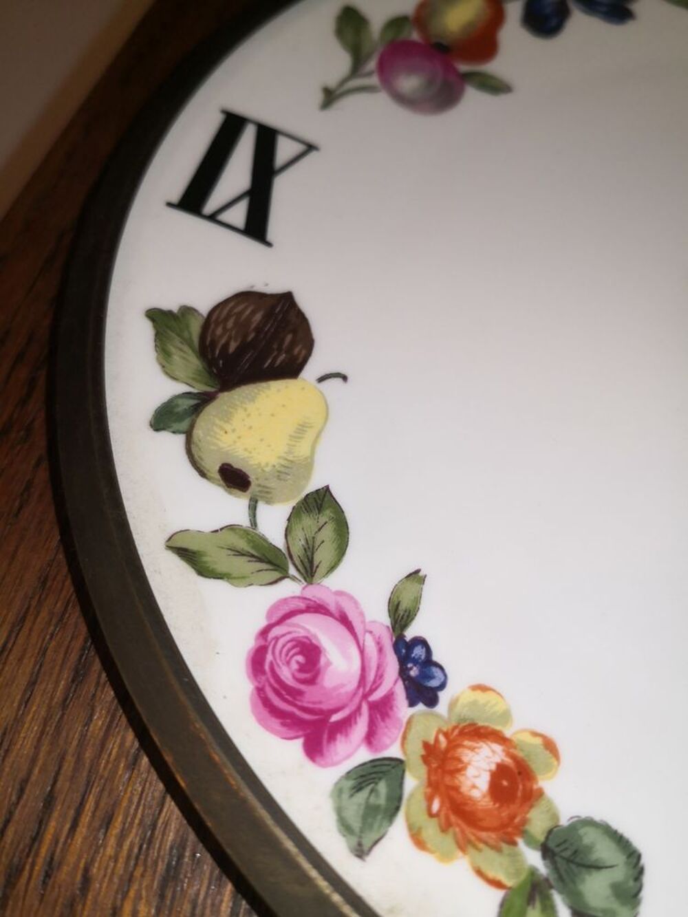 Ancienne Horloge boite Vintage R&eacute;tro en bois et porcelaine Décoration