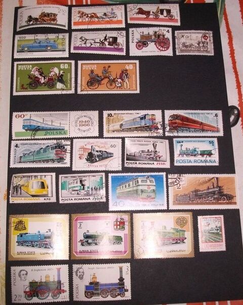 Lot de 26 Timbres diff�rents et oblit�r�s Voiture et train. 1 Aillevillers-et-Lyaumont (70)