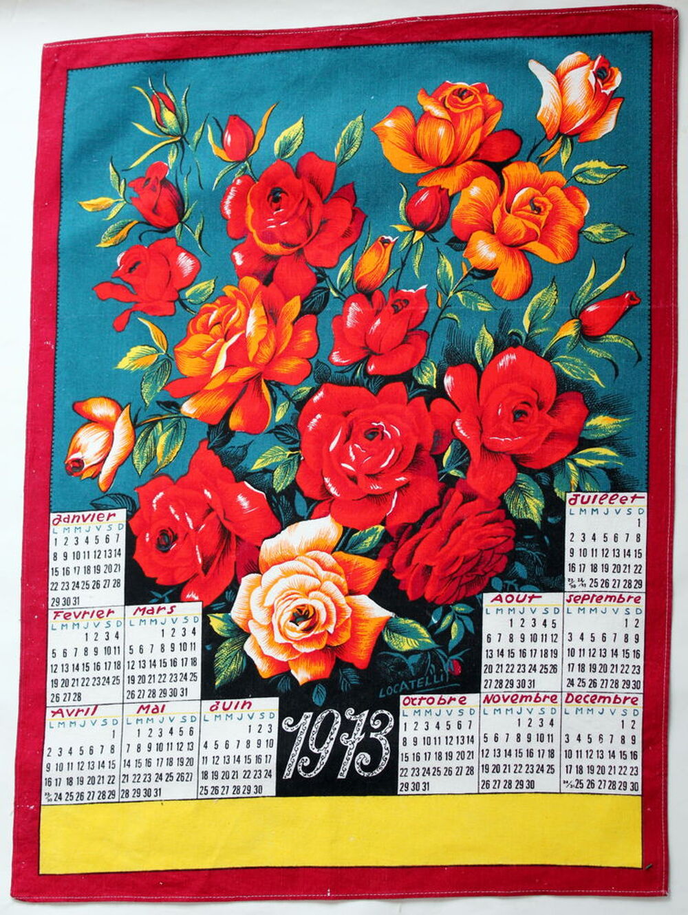 Torchon calendrier 1973 Décoration