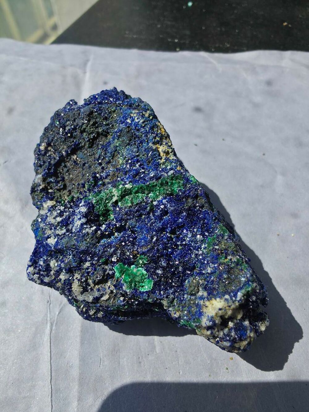 Azurite Bleu Intense, Malachite Fibreuse &amp; Quartz Brut Katanga RDC-131g 