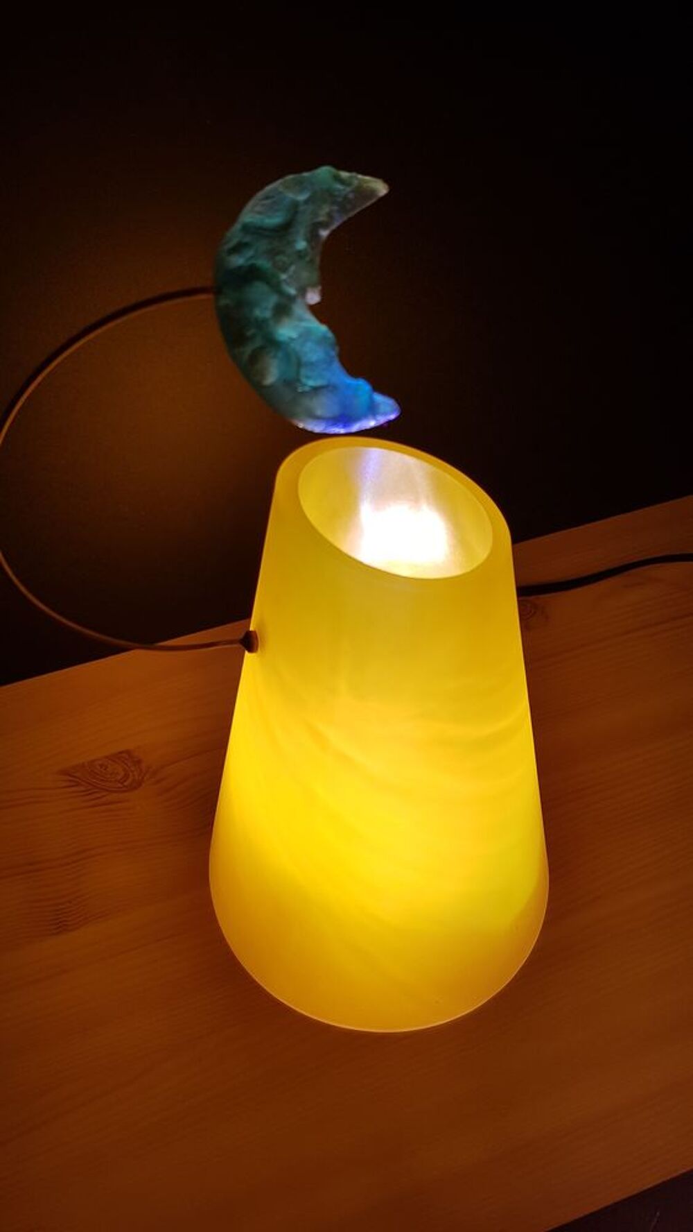 Lampe de chevet p&acirc;te de verre jaune style contemporain Dcoration