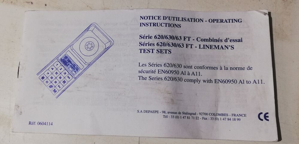DEPAEPE T&eacute;l&eacute;phone T&eacute;lecom S&eacute;rie 63FT Tr&egrave;s Bon Etat. Bricolage