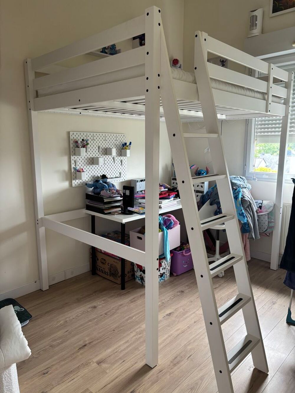 lit mezzanine 140x200 blanc Meubles