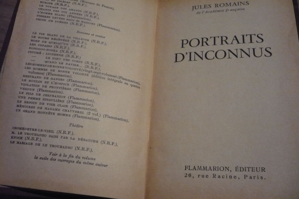 PORTRAITS D'INCONNUS de Jules ROMAINS (1962) Livres et BD