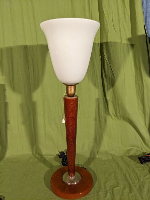 JOLIE LAMPE STYLE MAZDA UNILUX art d�co vintage 1930 acajou 145 Marseille 13 (13)