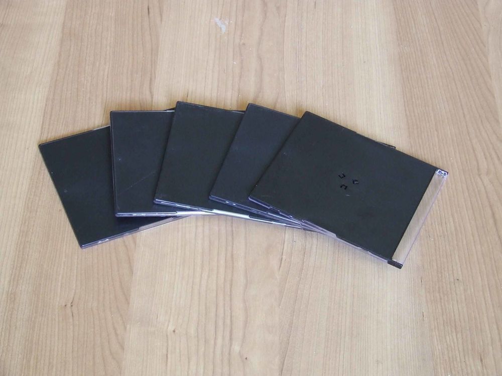 5 bo&icirc;tiers de CD ou DVD Slim pour 1&nbsp;disque avec plateau noir CD et vinyles