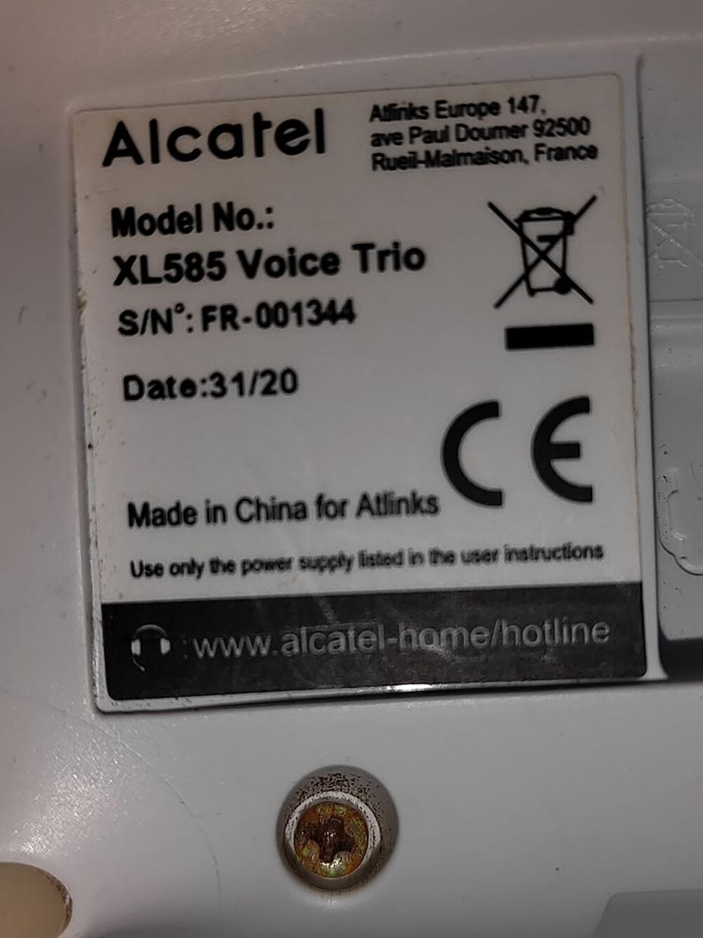 TELEPHONE FIXE SANS FIL ALCATEL XL585 VOICE TRIO BLANC Téléphones et tablettes