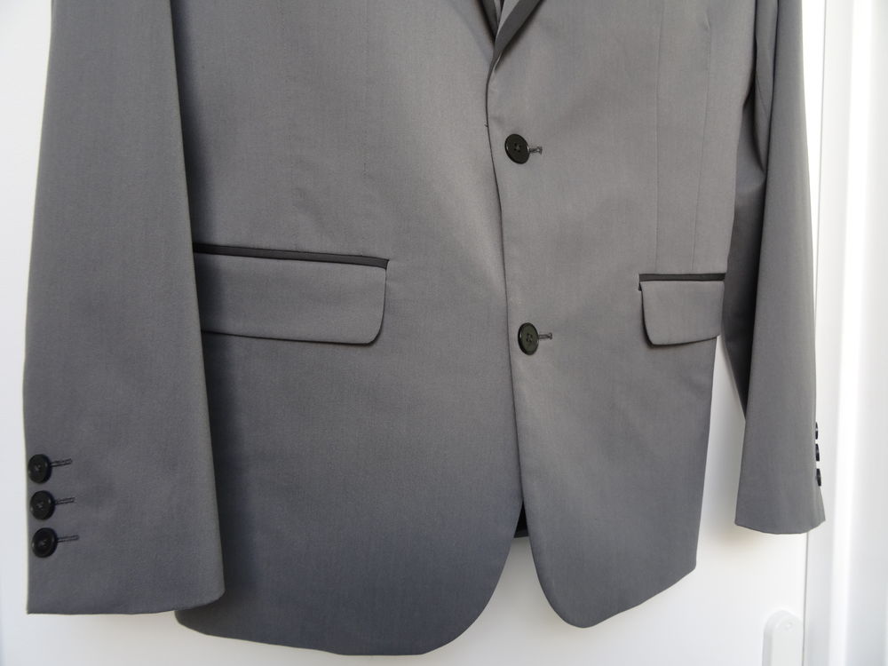 Veste Homme grise &agrave; revers contrast&eacute;s TL Vêtements