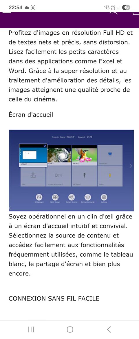 Viddo-projecteur Epson EB 735FI Projection Lazer ful hd 93290 Tremblay-en-france
