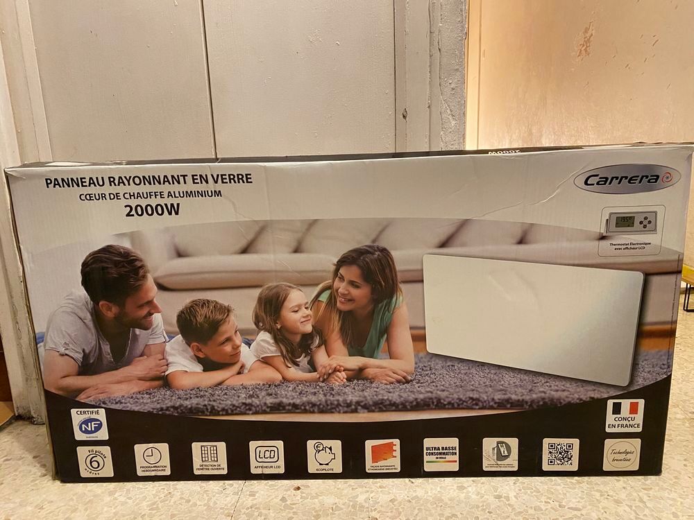 Panneau rayonnant en verre 2000 W- NEUF - Facture Electroménager