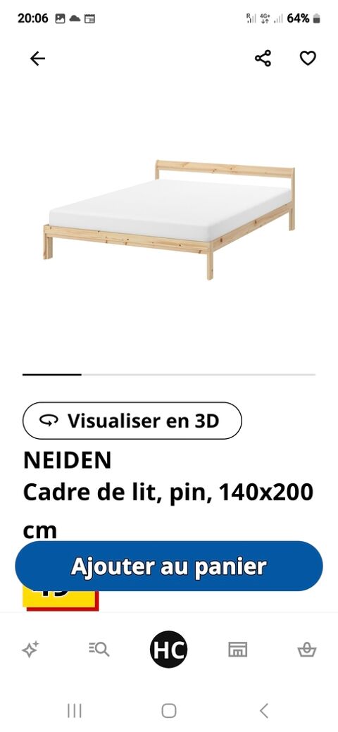 Cadre de lit en pin NEIDEN 140x200 cm 80 Freyming-Merlebach (57)