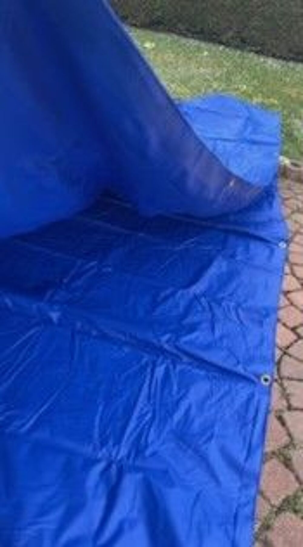 B&acirc;che lourde PVC 550 de 6.00mx8.00m de couleur bleue. Bricolage