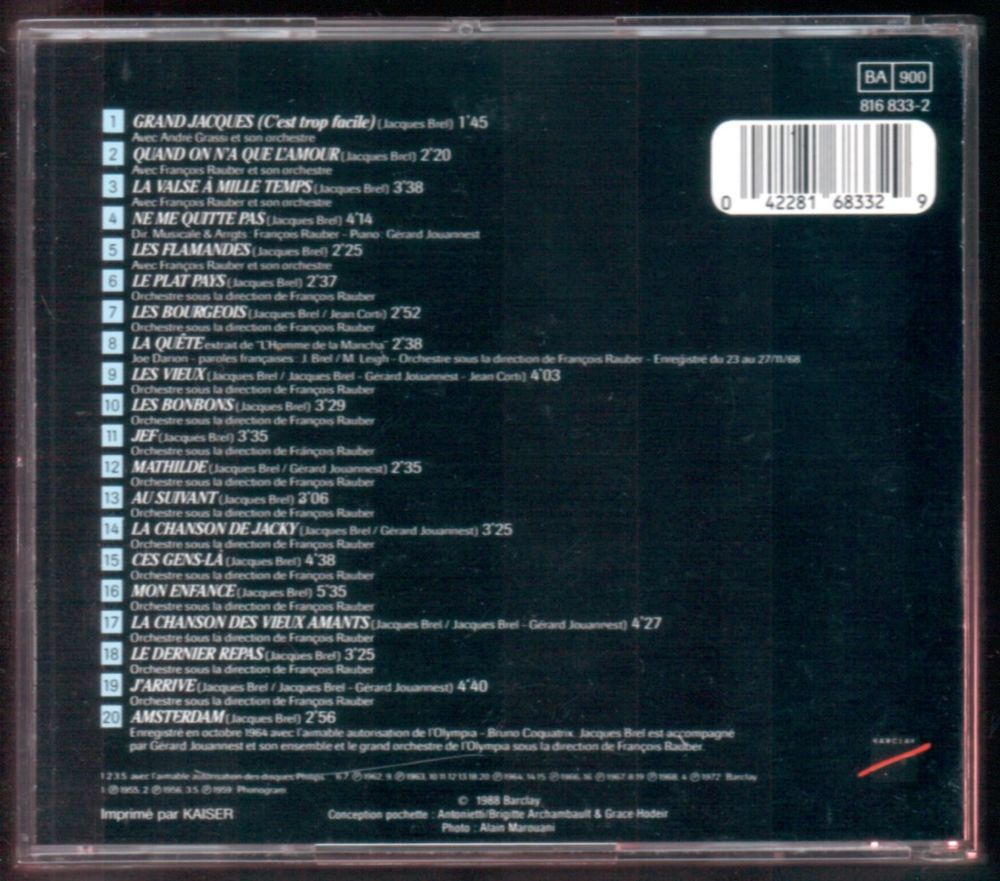 Album CD : Brel - Quinze ans d'amour. CD et vinyles