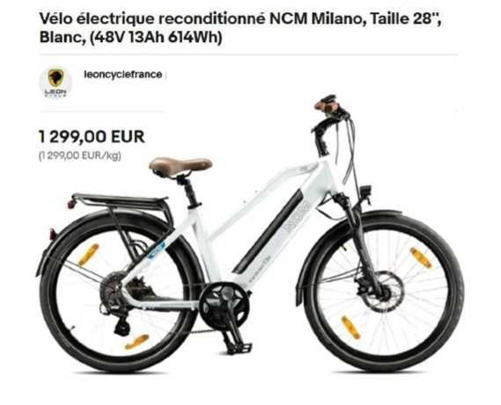 v&eacute;lo &eacute;lectrique NCM Milano NEUF Vélos