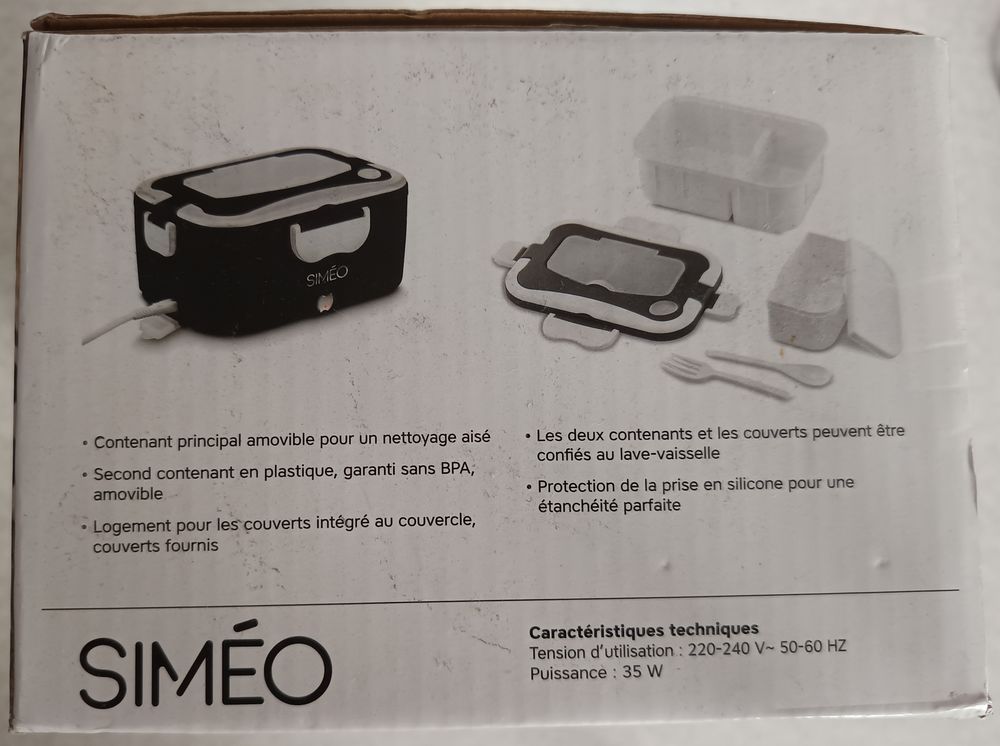 Lunch box Noir SIMEO Electrique LBE195 Neuf et Complet 35W Electroménager
