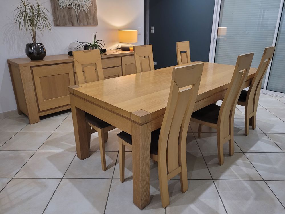 ENSEMBLE SALLE A MANGER / ENFILADE CH&Ecirc;NE NATUREL ET PLACAGE Meubles