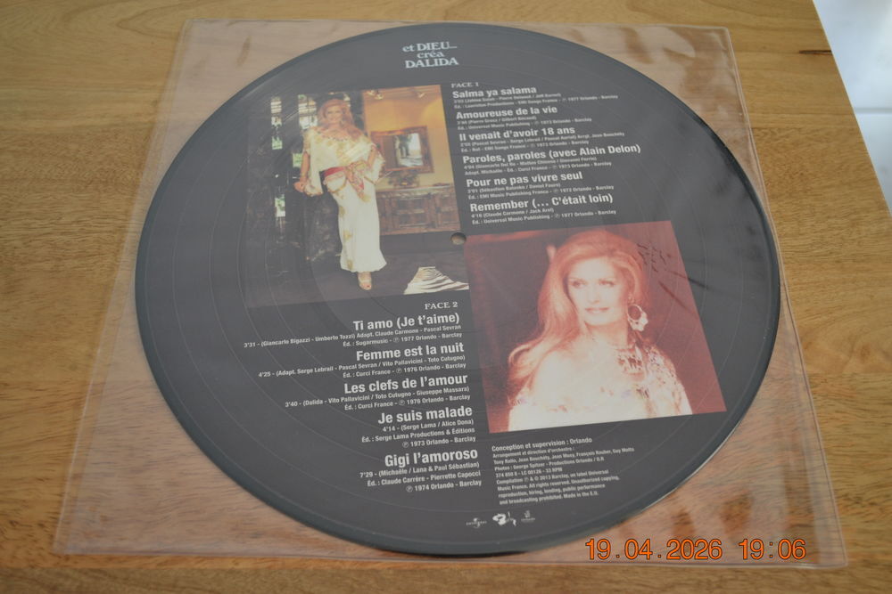 VINYLE PICTURE DALIDA ET DIEU CREA DALIDA CD et vinyles
