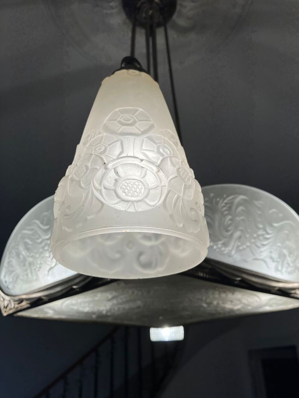 Lustre Art D&eacute;co sign&eacute; Boyreau &amp; Cie Bordeaux 1930 Décoration