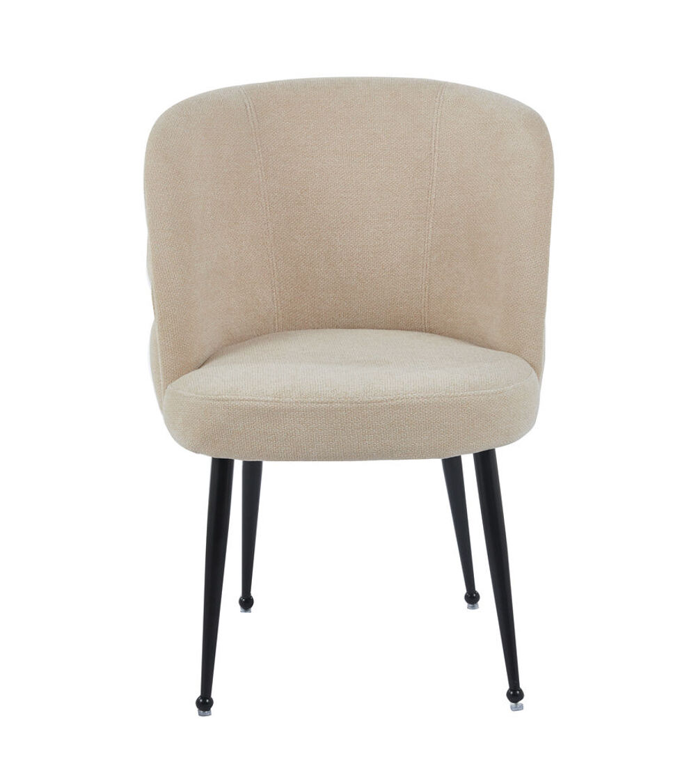 Titre de l'annonce : Lot de 2, 4, 6, 8 chaises SACHA - Pieds en m&eacute;tal noir et assise moka effet lin Meubles