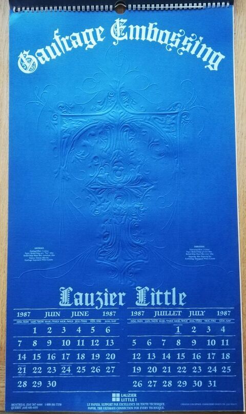 Calendrier  Lauzier Little  collector de 1988 (72X41cm) 0 Cagnes-sur-Mer (06)