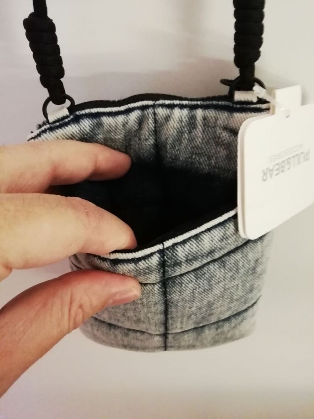 Mini sac &agrave; bandouli&egrave;re jeans Pull Maroquinerie