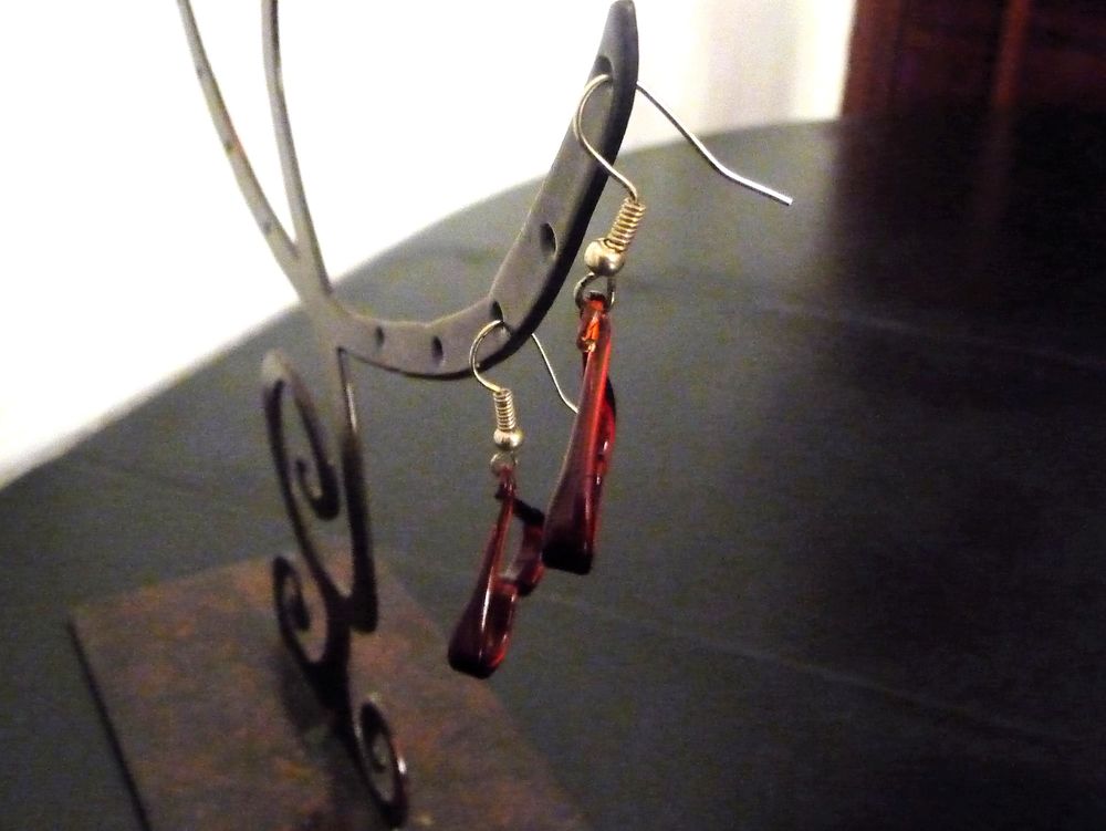 Boucles D'Oreilles Dormeuses en Verre Marron et M&eacute;tal Argent Bijoux et montres