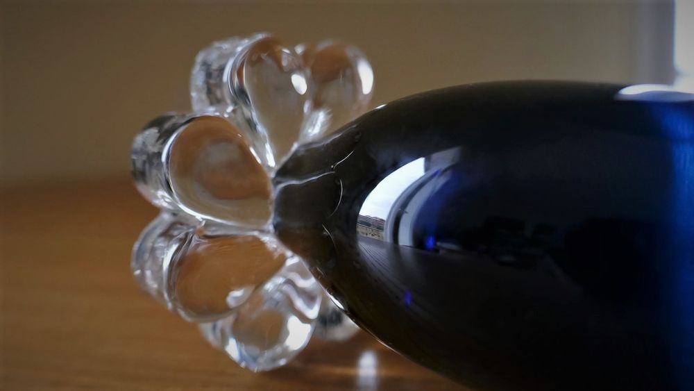 Soliflore verre et p&acirc;te de verre Bleu Nuit TBE Décoration