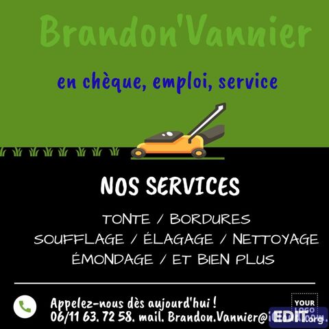 Bonjour, je vous propose un service en Espace Ver
Ch&egrave;que CES  85330 Noirmoutier-en-l'Île