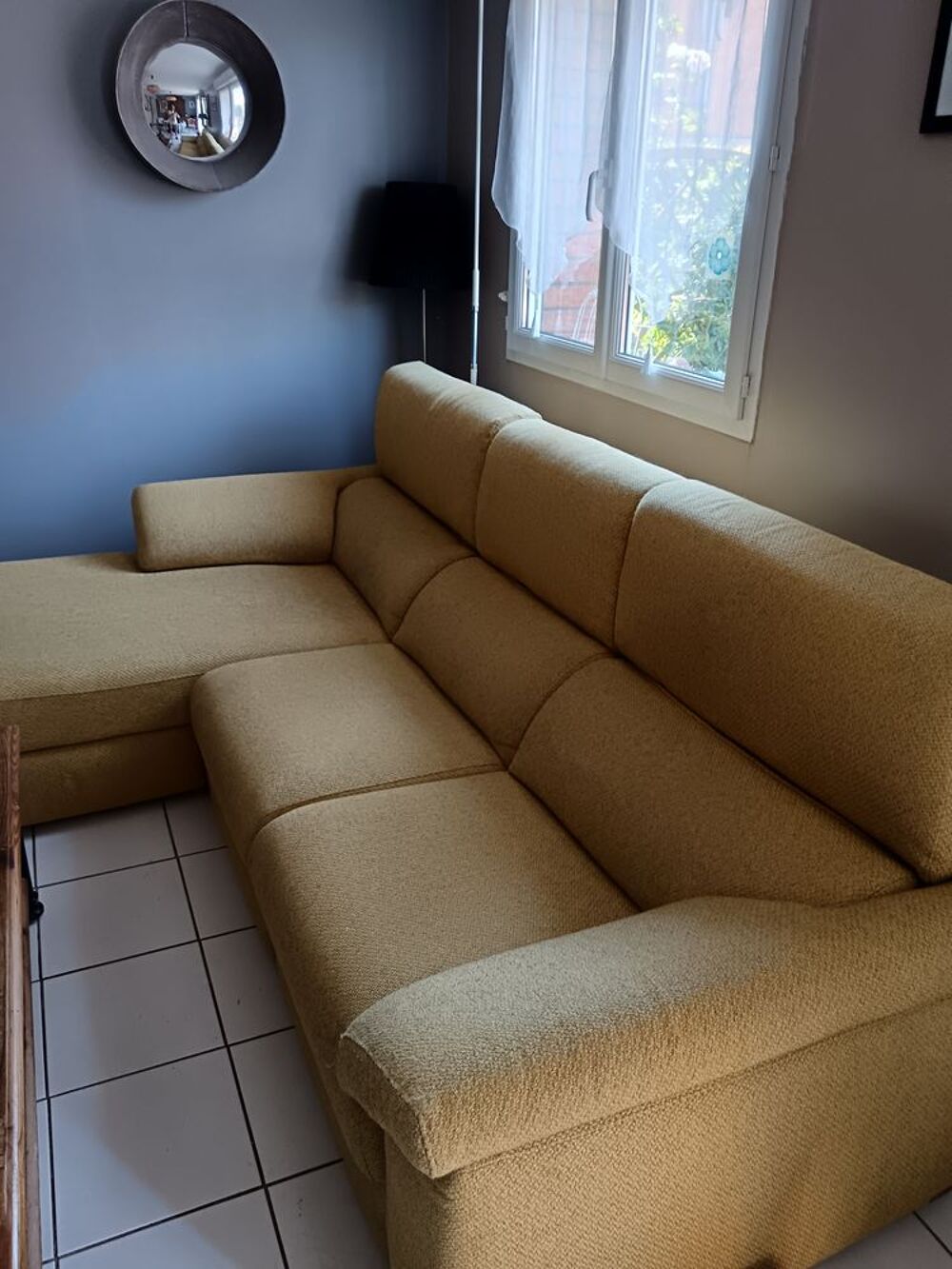 Canap&eacute; d'angle jaune tournesol en tissu poltronesofa Meubles