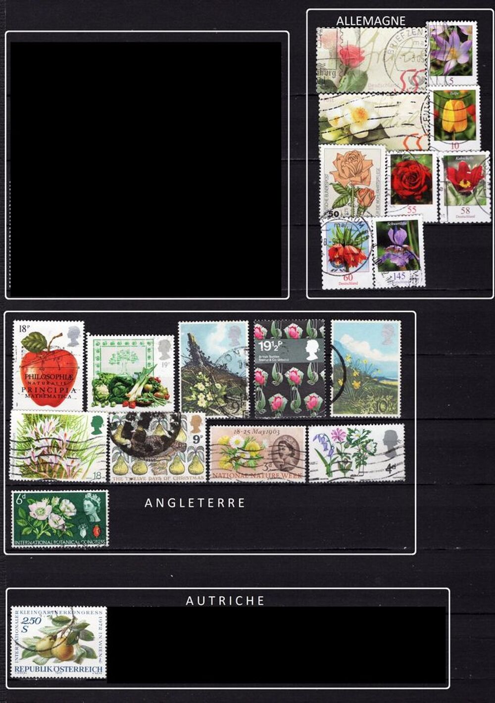 lot de 81 timbres d'EUROPE sur la FLORE, FRUITS et LEGUMES 