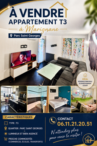  Appartement à vendre 3 pièces 55 m² Marignane