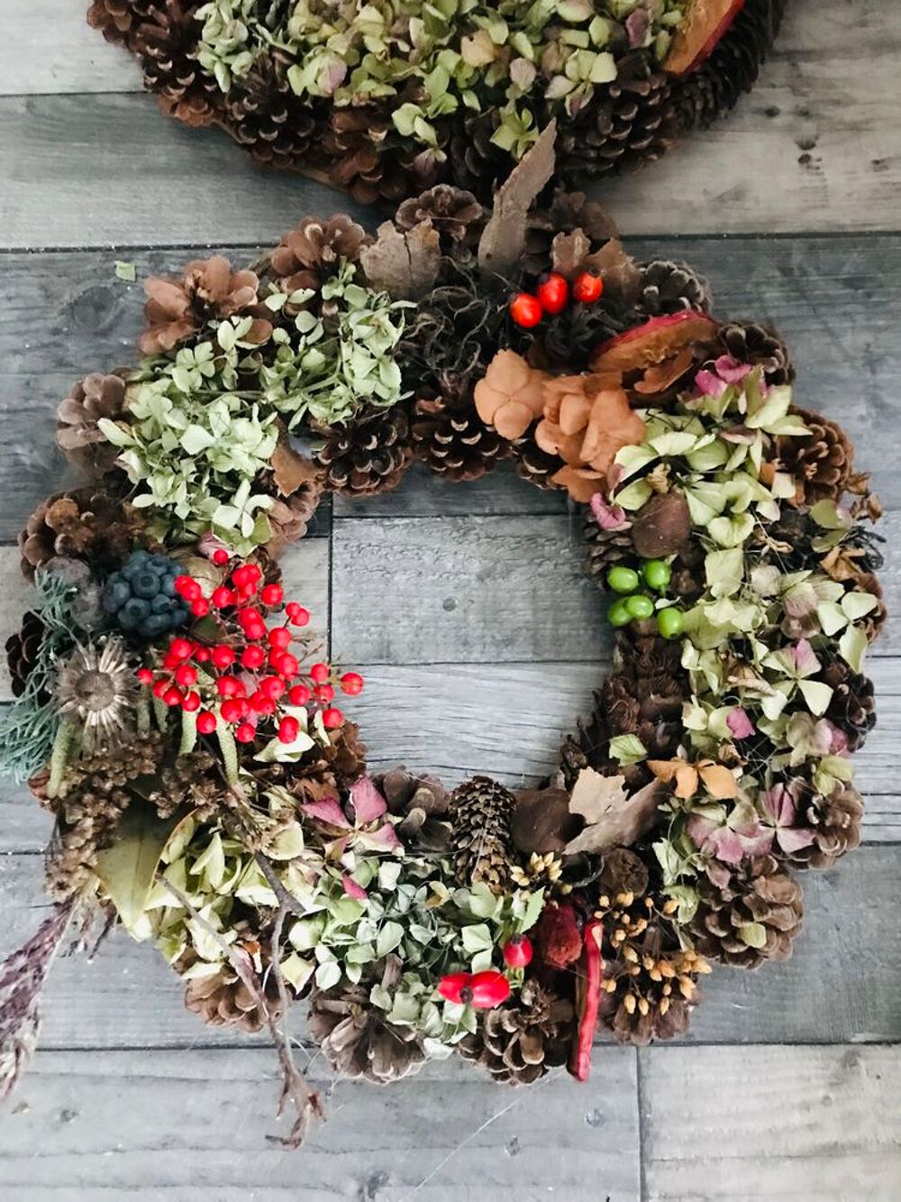 Couronne naturelle artisanale d&eacute;co de la maison (No&euml;l) Décoration