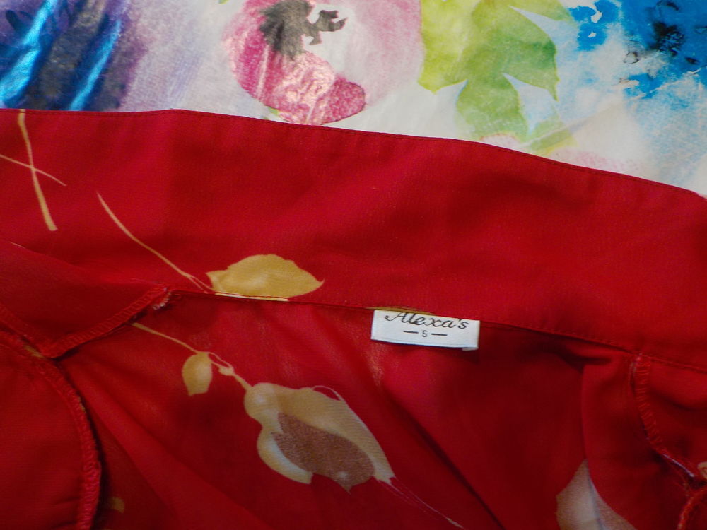 ENSEMBLE CHEMISIER + DEBARDEUR ALEXA'S TAILLE 5 FOND ROUGE Vêtements