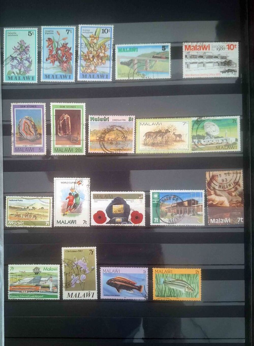 S&eacute;rie de timbres de collection de Malawi 