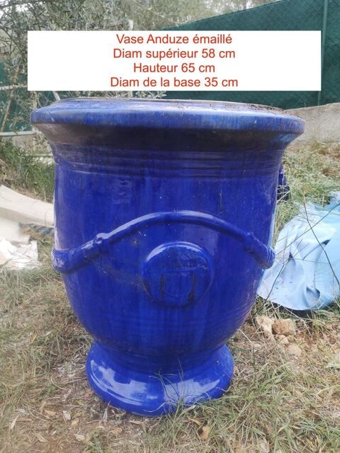 6 Pots gros format et vase Anduze, cramique bleu andalou 300 Plan Du Var (06)