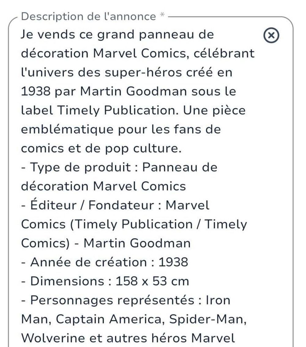 Grand Panneau : Marvel Comics . 1938 ( &agrave; l'origine Timely Publication Puis Timely Comics ) fondateur Martin Goodman . dimension 53 x 158 cm d&eacute;coration Décoration