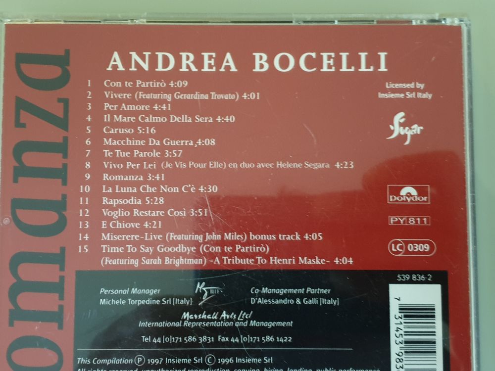 andrea bocelli,romanza - CD et vinyles