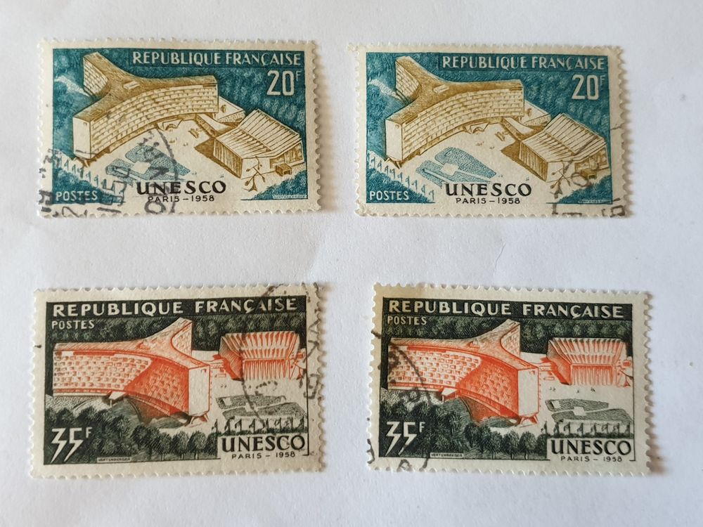 timbre france 1958-unesco - 0.20 euro 