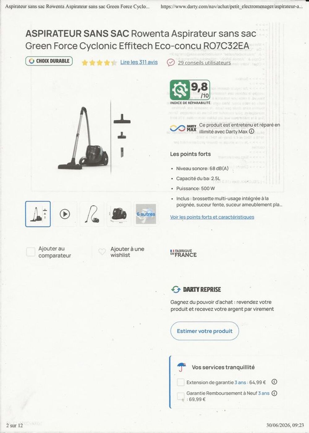 Aspirateur sans sac Electroménager
