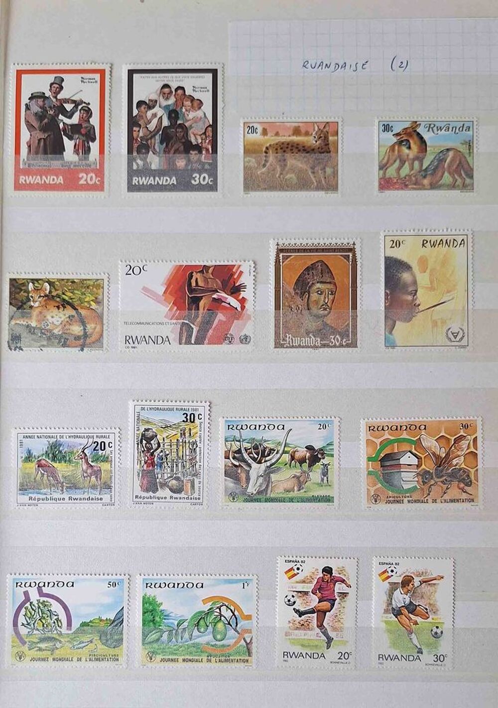 S&eacute;rie de timbres de collection du Rwanda bis 