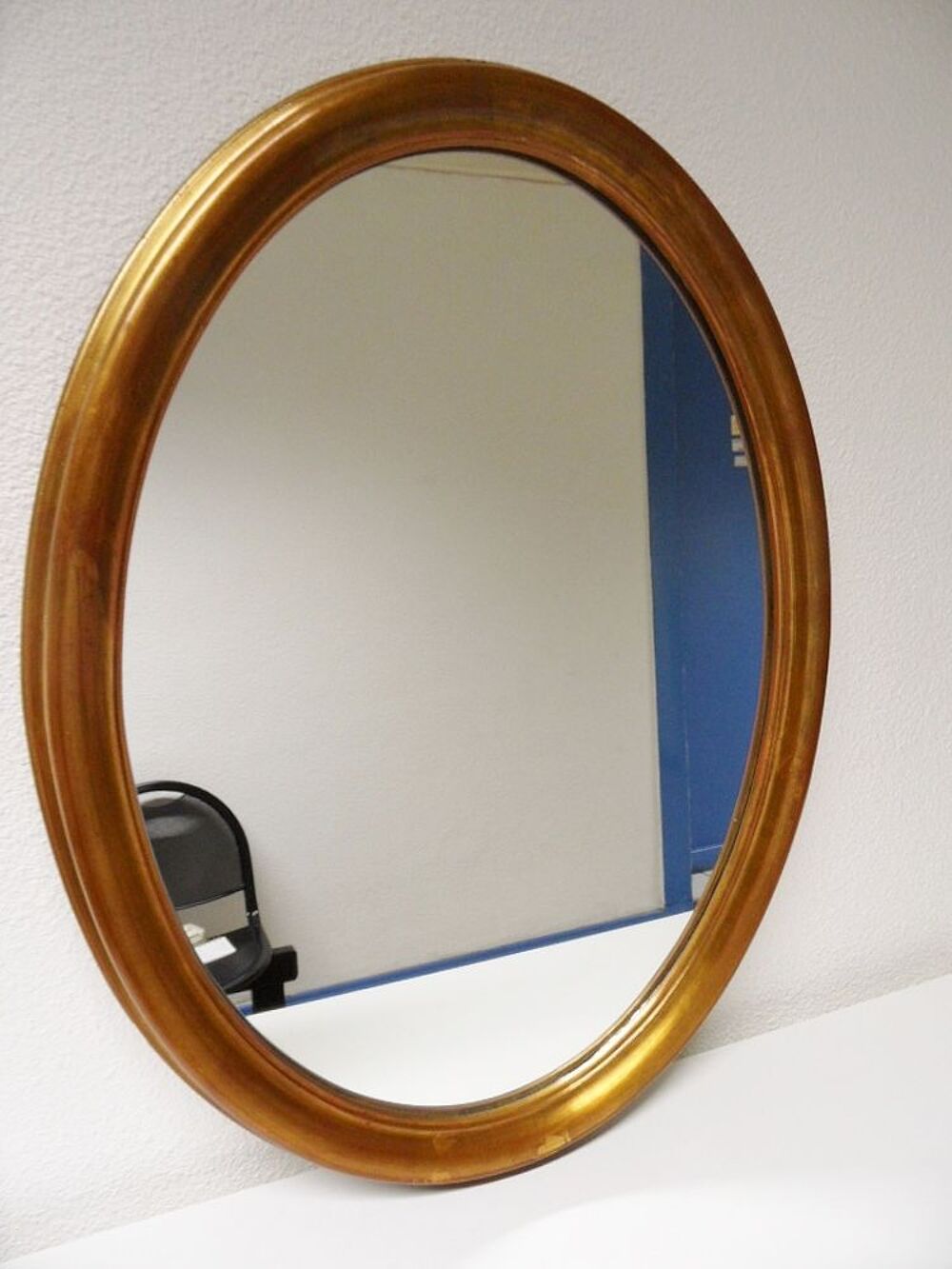 ANCIEN MIROIR BOIS OVALE DESIGN' 1950 OR VIEILLI PATINE tbe Dcoration