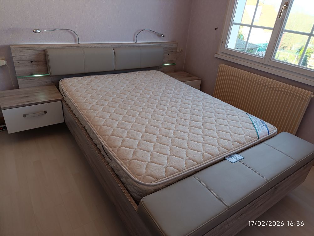 Lit complet 2 places Dolce Cottage avec chevet, coffre Meubles