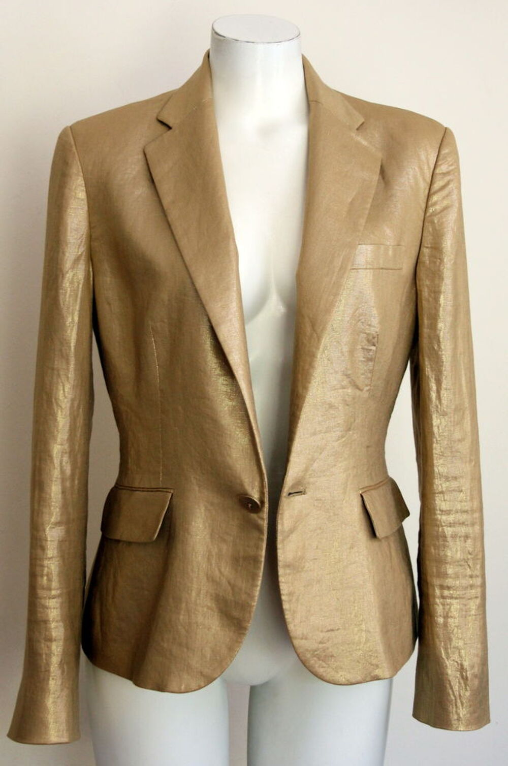 Veste lin lam&eacute;e or RALPH LAURE T.10
soit 38/40 Fr ou T.M Vêtements