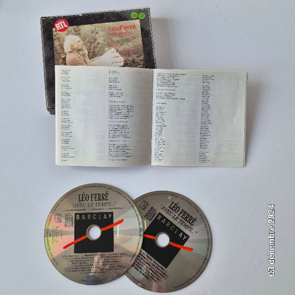Avec Le Temps... de Leo Ferre, coffret de 2 CD, 32 musiques, CD et vinyles