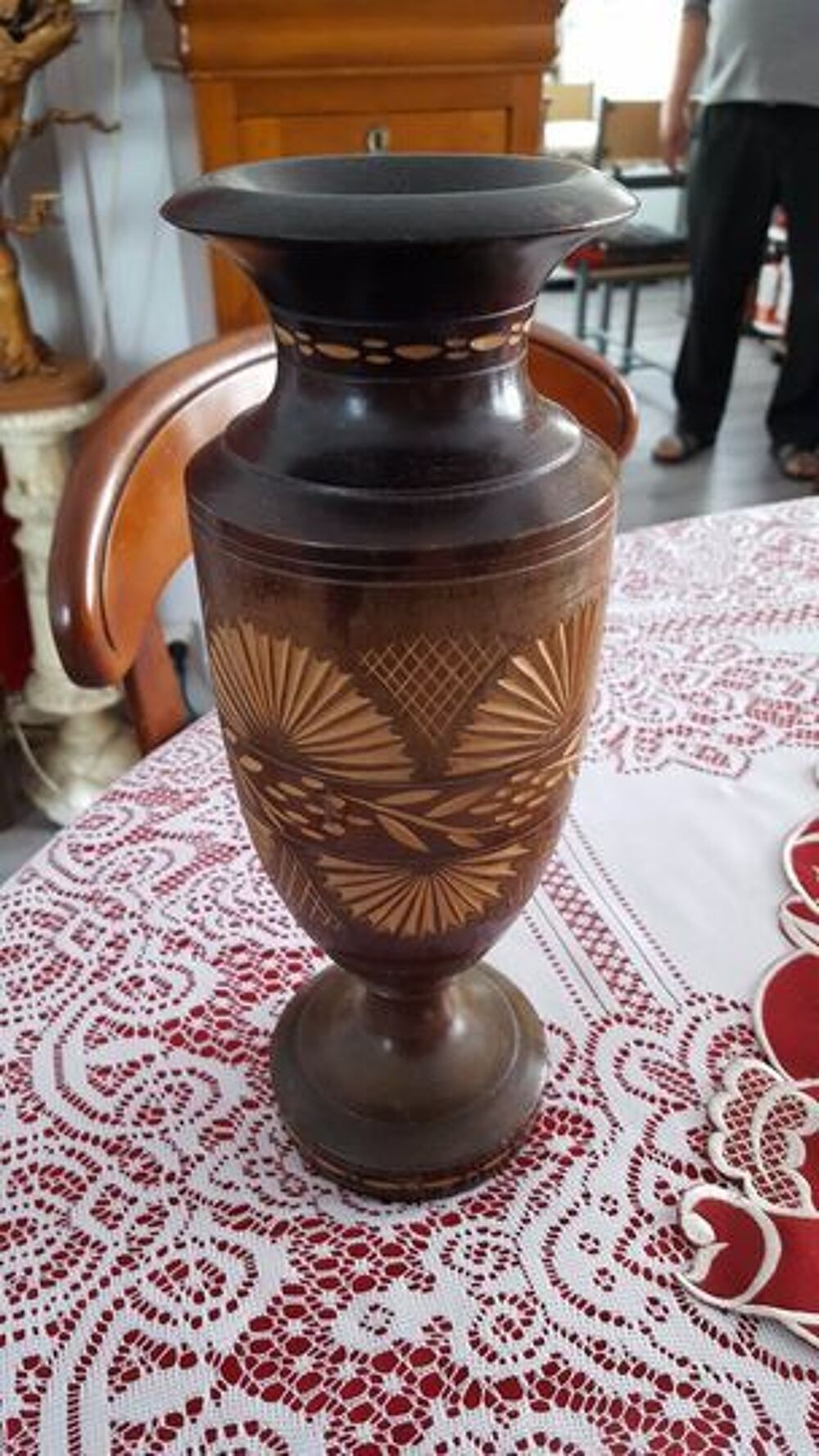 Vase ancien bois exotique artisanal N&deg;1204 Décoration