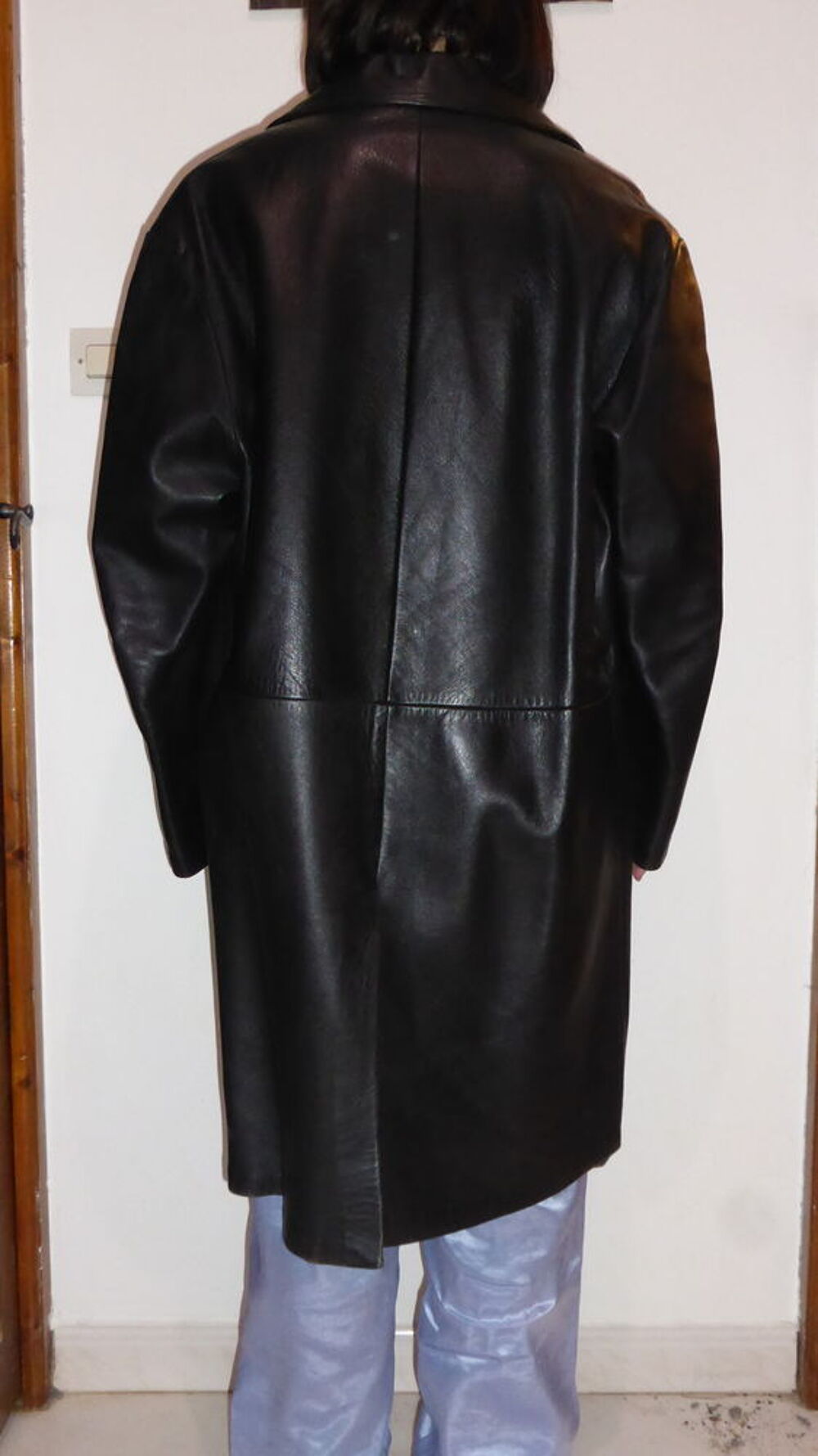 manteau long cuir noir homme Vêtements