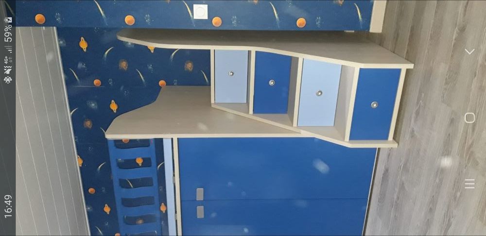 Lit mezzanine enfant avec tiroirs et armoire de rangement Meubles