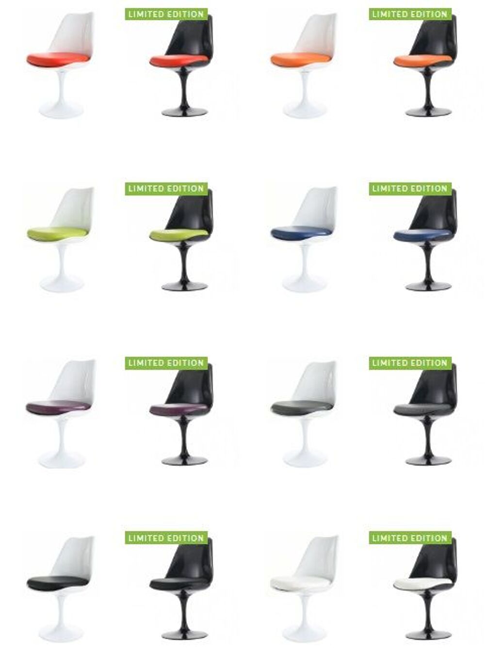Chaise design tulip saarinen brillante coussin blanc Meubles