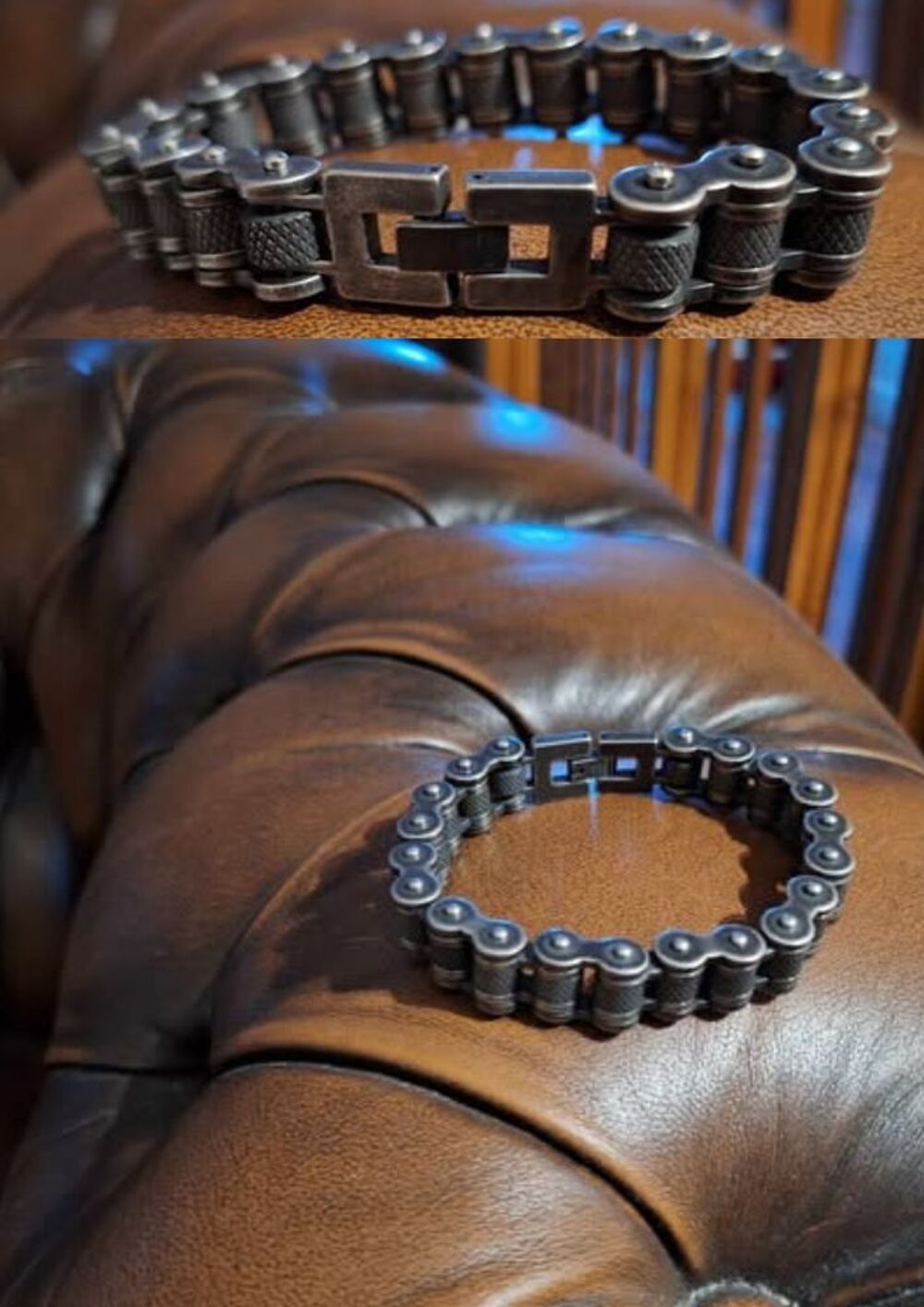 Bracelet Cha&icirc;ne de Moto Acier d'Inspiration Vintage Bijoux et montres