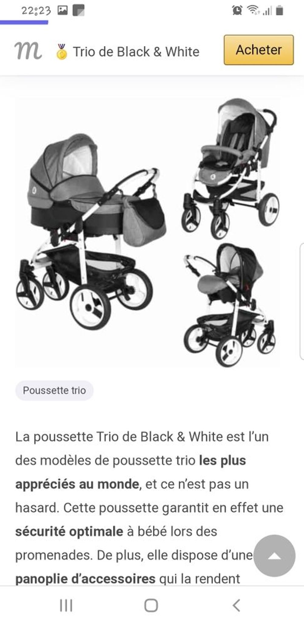 pousette trio Mobilier enfants
